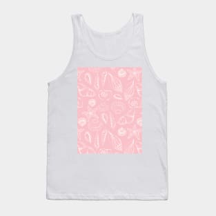 Pink White Hand Drawn Seashell pattern | Light Elegant Tank Top